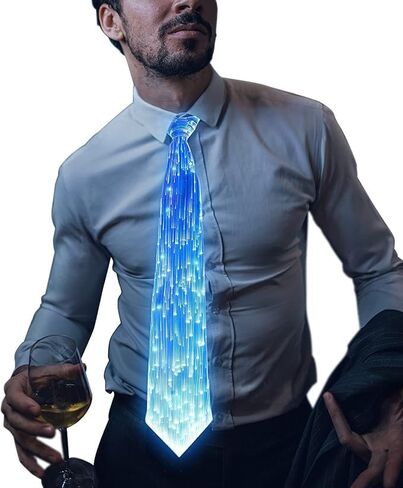 OMUMU Colorful LED Light up Neck Tie, USB Rechargeable Necktie, Luminous Novelty Flash Costume for Rave Party in Saudi Arabia