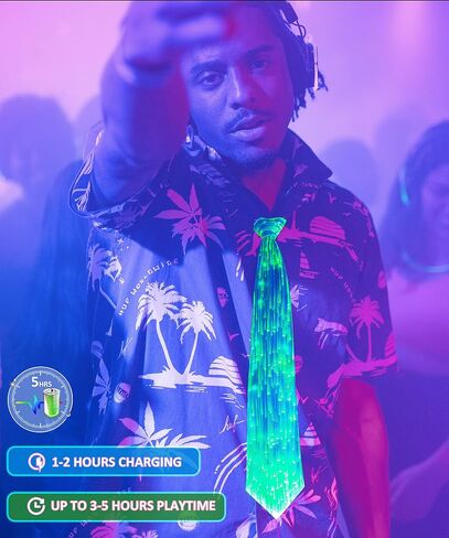 OMUMU Colorful LED Light up Neck Tie, USB Rechargeable Necktie, Luminous Novelty Flash Costume for Rave Party in Saudi Arabia