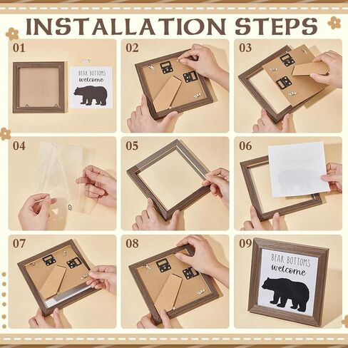 FINGERINSPIRE Bear Bottoms Welcome Art Sign Solid Wood Bathroom Sign with Arylic Layer 7x7 Inch Funny Farmhouse Wall Art Large Hangable Wooden Frame for Home Decor in Saudi Arabia