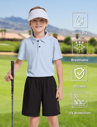 3 Pack Boys Polo Shirts Short Sleeve Youth Performance Collared Golf Shirts Kids School Uniform Quick Dry T Shirts in Kuwait