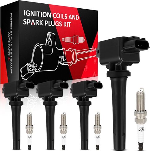 SCITOO 4 ignition coils + 4 iridium Spark Plugs,for Toyota Yaris iA 1.5L 2017-2018,for Scion iA 1.5L 2016 90118-WB460, UF-822 in Kuwait