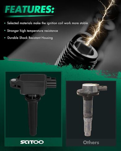 SCITOO 4 ignition coils + 4 iridium Spark Plugs,for Toyota Yaris iA 1.5L 2017-2018,for Scion iA 1.5L 2016 90118-WB460, UF-822 in Kuwait