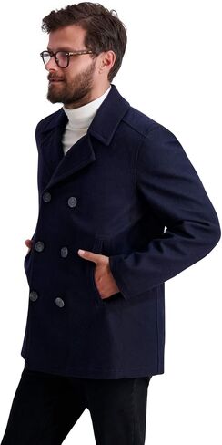 Nautica Men's Peacoat Wool Blend Double Breasted Winter Coat in Saudi Arabia