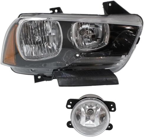 Headlight Passenger Side Clear Lens W/Bulb Headlamp for Dodge for Charger Pursuit/R/T/SE/SXT Plus 11-14 & Enforcer/SRT8 12-14 Right Composite-Type 16557880 CH2503232 in Saudi Arabia