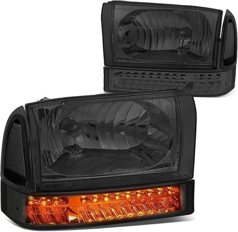 CM COMPRESSOR Headlights LED Turn Signal Lamps Smoked/Clear for 1999-2004 F250 F350 Super Duty in Saudi Arabia