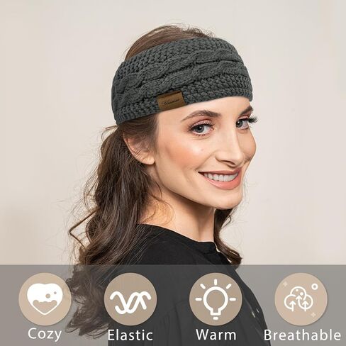 ysense Womens أذن دافئة الكبل رأس متماسكة شتاء رأس رأس الصوف المبطنة الأذن المبطنة تخزين المواد الغذائية للنساء in Saudi Arabia