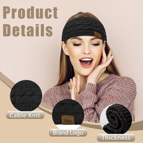 ysense Womens أذن دافئة الكبل رأس متماسكة شتاء رأس رأس الصوف المبطنة الأذن المبطنة تخزين المواد الغذائية للنساء in Saudi Arabia