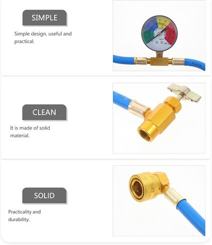 خرطوم شحنة Toyvian مع مقياس ، R134A المبردات مجموعة خرطوم إعادة شحن ، 1/2 "الصمام الخارق الذات in Saudi Arabia