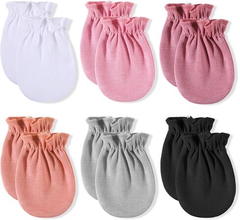 6 Pairs Cotton No Scratch Mittens Soft Breathable Elastic Wrist Gloves for Unisex Boy Girl in Saudi Arabia