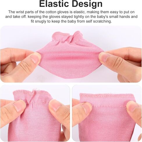 6 Pairs Cotton No Scratch Mittens Soft Breathable Elastic Wrist Gloves for Unisex Boy Girl in Saudi Arabia