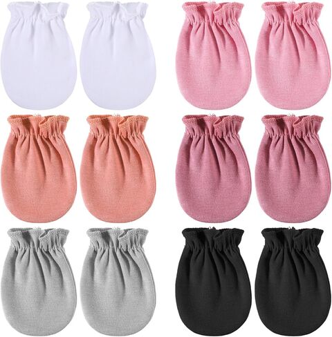 6 Pairs Cotton No Scratch Mittens Soft Breathable Elastic Wrist Gloves for Unisex Boy Girl in Saudi Arabia
