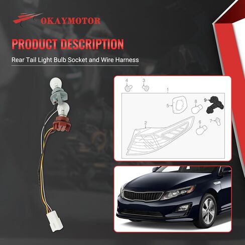 92451-4C500 Rear Tail Light Bulb Socket and Wire Harness for 2014 2015 Kia Optima 924514C500 in Saudi Arabia