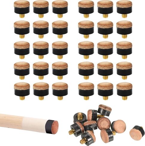 Screw Billiard Pool Cue Tips Replacement 30Pcs 12MM, Leather Screw On Cue Tips Push on Tips Slip on Pool Cue Tips Pool Sticks Accessories for Billiard Replacement Kit in Saudi Arabia
