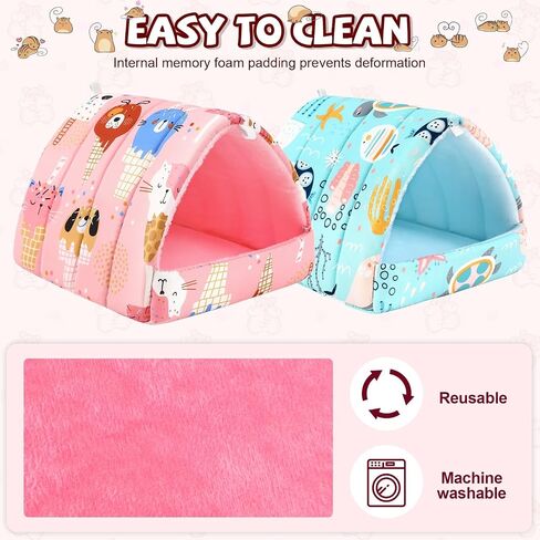 UPINS 2 Pack Guinea Pig Bed, Guinea Pig Hideout Washable Small Animal House Cage Accessories for Dwarf Rabbits Chinchillas Hamsters Hedgehogs Ferrets Bearded Dragons and Rats in Kuwait