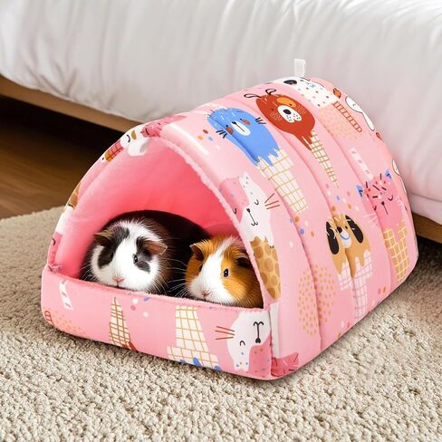UPINS 2 Pack Guinea Pig Bed, Guinea Pig Hideout Washable Small Animal House Cage Accessories for Dwarf Rabbits Chinchillas Hamsters Hedgehogs Ferrets Bearded Dragons and Rats in Kuwait