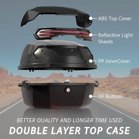 35L Motorcycle Top Case, Motorcycle Top Case Tail Box Carrier Case Waterproof Trunk Luggage Lockable withUniversal Mounting for Helmet Luggage (Matte Black) in Saudi Arabia