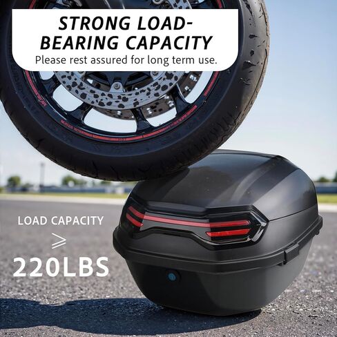 35L Motorcycle Top Case, Motorcycle Top Case Tail Box Carrier Case Waterproof Trunk Luggage Lockable withUniversal Mounting for Helmet Luggage (Matte Black) in Saudi Arabia