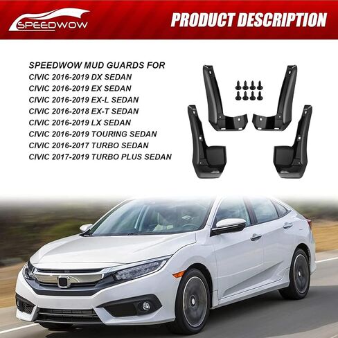 أغطية الطين SPEEDWOW، تناسب 2003-2007 Honda Accord (لا تناسب التنانير الجانبية)، 4 قطع/مجموعة أمامية وخلفية (لا تحتاج إلى حفر) in Kuwait