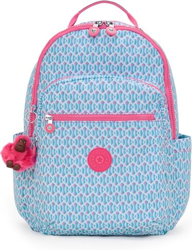 Kipling Seoul 15" Laptop Backpack, Vibrant Pink, 13.75" L x 17.25" H x 8" D in Saudi Arabia
