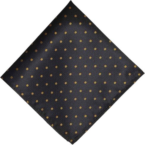 Tiemart Polka Dot Pocket Square ، أسود مع نقاط ذهبية ، 12 "× 12" in Saudi Arabia