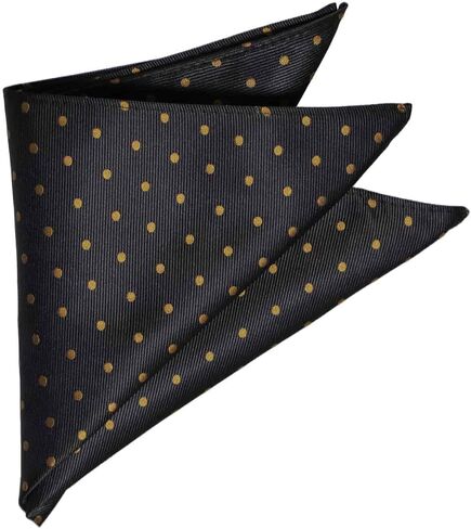 Tiemart Polka Dot Pocket Square ، أسود مع نقاط ذهبية ، 12 "× 12" in Saudi Arabia