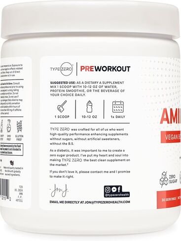 Type Zero Amino Burn Vegan BCAAs + Pre-Workout (Pina Colada Flavored) in Saudi Arabia