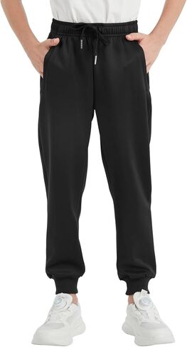 QBK Boys الركض Slim-Fit Prespants مع خصر الرباط القابل للتعديل ، تمتد للرياضة والارتداء غير الرسمي 3-16Y in Kuwait