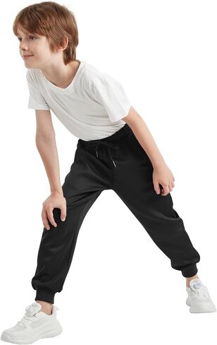 QBK Boys الركض Slim-Fit Prespants مع خصر الرباط القابل للتعديل ، تمتد للرياضة والارتداء غير الرسمي 3-16Y in Kuwait