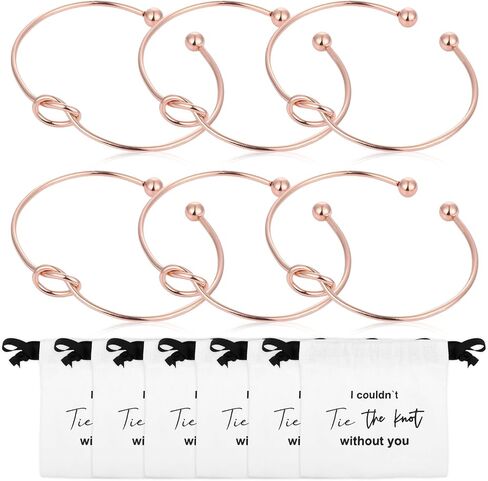 Tie the Knot Bracelet Bridesmaid Gifts Set of 8/6/4 With Linen Cotton Small Drawstring Bags,Bridesmaids Proposal Gifts,Tie the Love Knot Bridesmaid Bracelet for Women Wedding in Kuwait