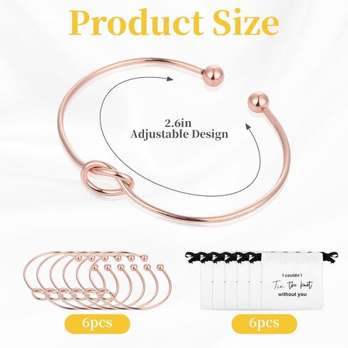 Tie the Knot Bracelet Bridesmaid Gifts Set of 8/6/4 With Linen Cotton Small Drawstring Bags,Bridesmaids Proposal Gifts,Tie the Love Knot Bridesmaid Bracelet for Women Wedding in Kuwait