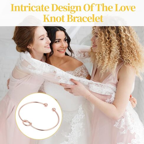 Tie the Knot Bracelet Bridesmaid Gifts Set of 8/6/4 With Linen Cotton Small Drawstring Bags,Bridesmaids Proposal Gifts,Tie the Love Knot Bridesmaid Bracelet for Women Wedding in Kuwait