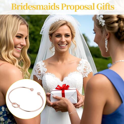 Tie the Knot Bracelet Bridesmaid Gifts Set of 8/6/4 With Linen Cotton Small Drawstring Bags,Bridesmaids Proposal Gifts,Tie the Love Knot Bridesmaid Bracelet for Women Wedding in Kuwait