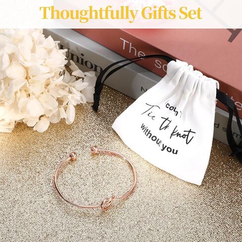Tie the Knot Bracelet Bridesmaid Gifts Set of 8/6/4 With Linen Cotton Small Drawstring Bags,Bridesmaids Proposal Gifts,Tie the Love Knot Bridesmaid Bracelet for Women Wedding in Kuwait