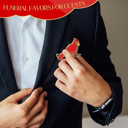 دبابيس علامة الكاردينال ميموريال دبابيس جنازة مسيحية إلى الأبد في قلوبنا Red Cardinal Memorial Alloy Brooch Metal Funeral Cross Favors for Mourning Daymbrance in Saudi Arabia