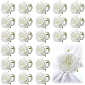 Yunsailing 24 قطعة من حلقات منديل الزهور الفاوانيا زهرة اليدوية حامل مناديل خواتم حامل الحرف اليدوية الوردي لتزيين الطاولة وحفلات الزفاف وحفلات الغداء وحفلات أعياد الميلاد ومستلزمات النزهات in Kuwait