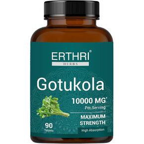 100% Organic Gotu Kola Tablets 10,000mg (90 Count) Vegan & Gluten-Free Herbal Supplement, No Added Colors, Flavors, & Preservatives, 90 Tablets (Pack of 1) in Saudi Arabia