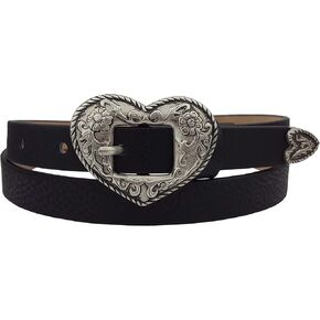 Western-Inspired Skinny Silver Heart Belt with Matching Tip in Kuwait