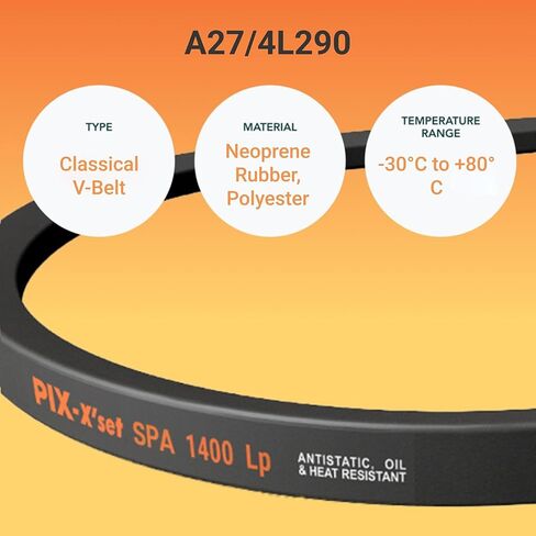 PIX - A27 / 4L290، حزام V، A/4L، 1/2 × 29 بوصة OC in Kuwait