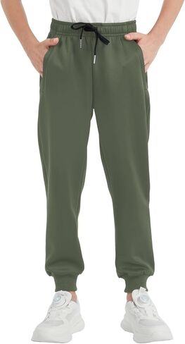 QBK Boys الركض Slim-Fit Prespants مع خصر الرباط القابل للتعديل ، تمتد للرياضة والارتداء غير الرسمي 3-16Y in Kuwait