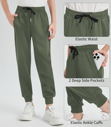 QBK Boys الركض Slim-Fit Prespants مع خصر الرباط القابل للتعديل ، تمتد للرياضة والارتداء غير الرسمي 3-16Y in Kuwait