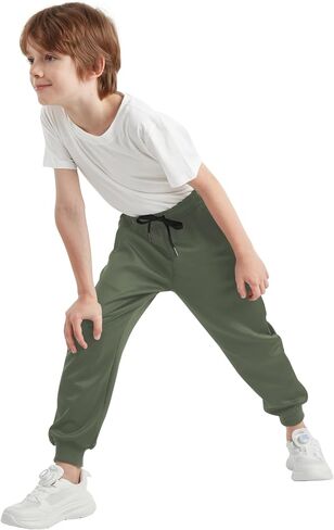 QBK Boys الركض Slim-Fit Prespants مع خصر الرباط القابل للتعديل ، تمتد للرياضة والارتداء غير الرسمي 3-16Y in Kuwait