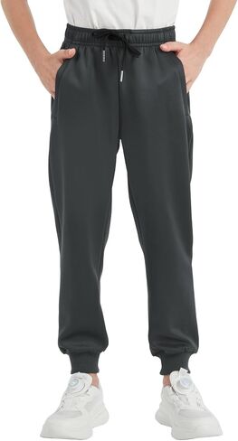QBK Boys الركض Slim-Fit Prespants مع خصر الرباط القابل للتعديل ، تمتد للرياضة والارتداء غير الرسمي 3-16Y in Kuwait