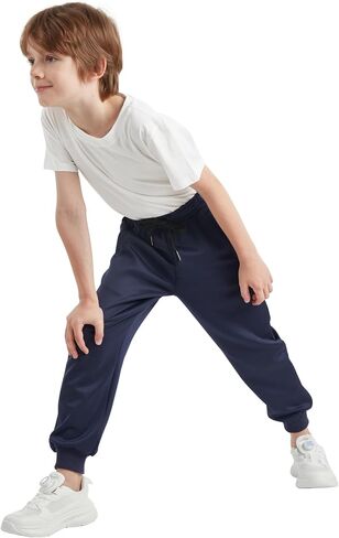 QBK Boys Joggers Slim-Fit Tapered Sweatpants with Adjustable Drawstring Waist, Stretch for Sports & Casual Wear 3-16Y in Saudi Arabia