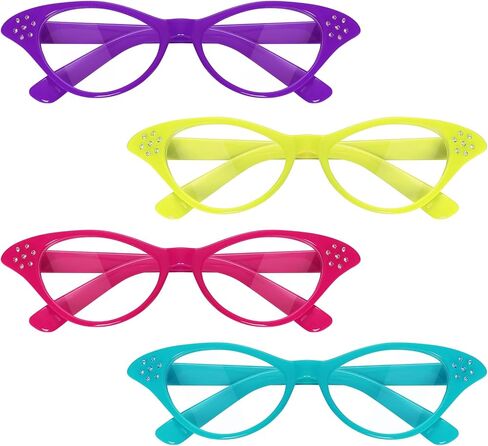 Fumwase 4PCS Cat Eye Glasses Vintage Cat Eye Fashion Eyeglasses for Women Old Lady Glasses for Halloween Cossplay in Saudi Arabia