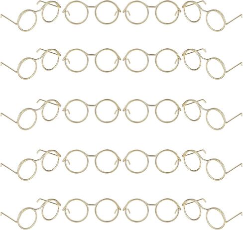 20pcs Mini Doll Glasses, Steel Wire Rim Glasses No Lens Tiny Doll Eyeglasses Toys and Pets Costume Accessories Decoration Supplies (Gold) in Saudi Arabia