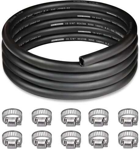 EVIL ENERGY 3/4" Heater Hose 10FT Coolant Radiator Hose With 10PCS Clamps Straight 100PSI SAE 20R3 Black in Kuwait