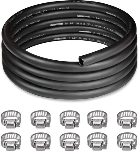 EVIL ENERGY 3/4" Heater Hose 10FT Coolant Radiator Hose With 10PCS Clamps Straight 100PSI SAE 20R3 Black in Kuwait