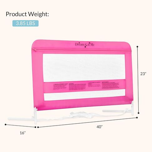 Dream On Me Lilibet Mesh Safety Bed Rail in Pink for Twin, Full and Queen Size Bed, Bed Rail for Toddler in Saudi Arabia
