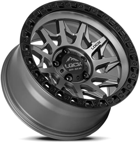 Lock Offroad Lunatic 17x9 6x139.7-12et 106.2 Matte Gray W/Matte Black Ring in Saudi Arabia