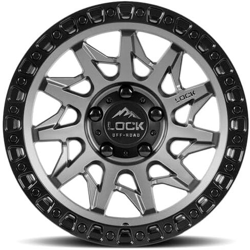 Lock Offroad Lunatic 17x9 6x139.7-12et 106.2 Matte Gray W/Matte Black Ring in Saudi Arabia